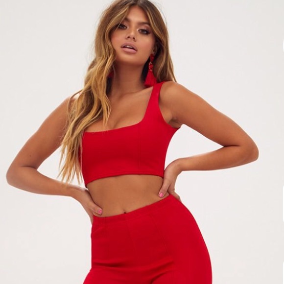 PrettyLittleThing Other - Extremely Sexy Red Set - Crop Top & Flare Pants